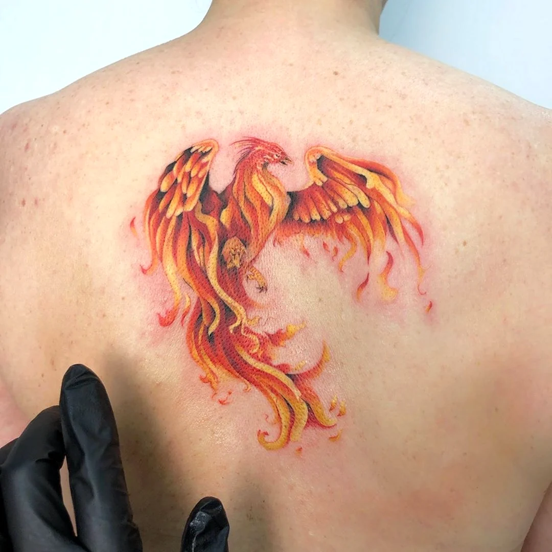 Огненный Феникс тату