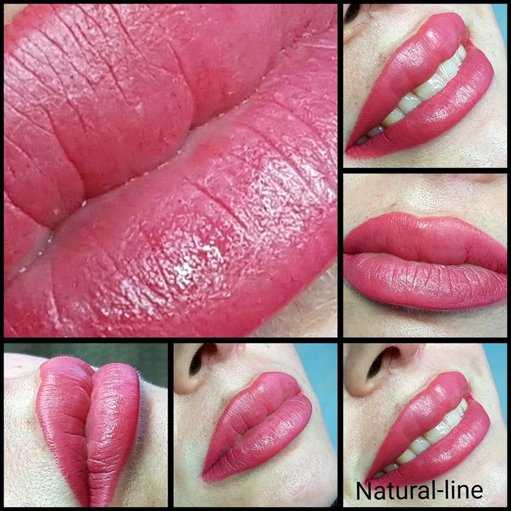 Перманентный макияж губ розовый