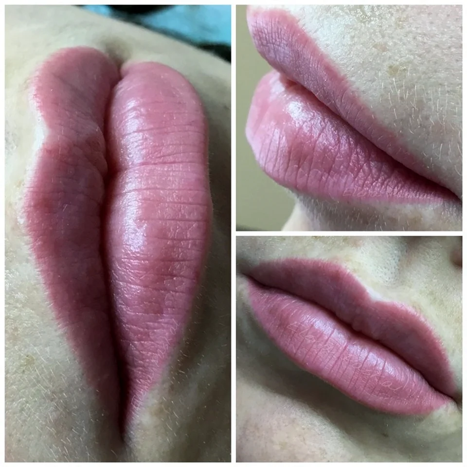 Перманентный макияж губ розовый