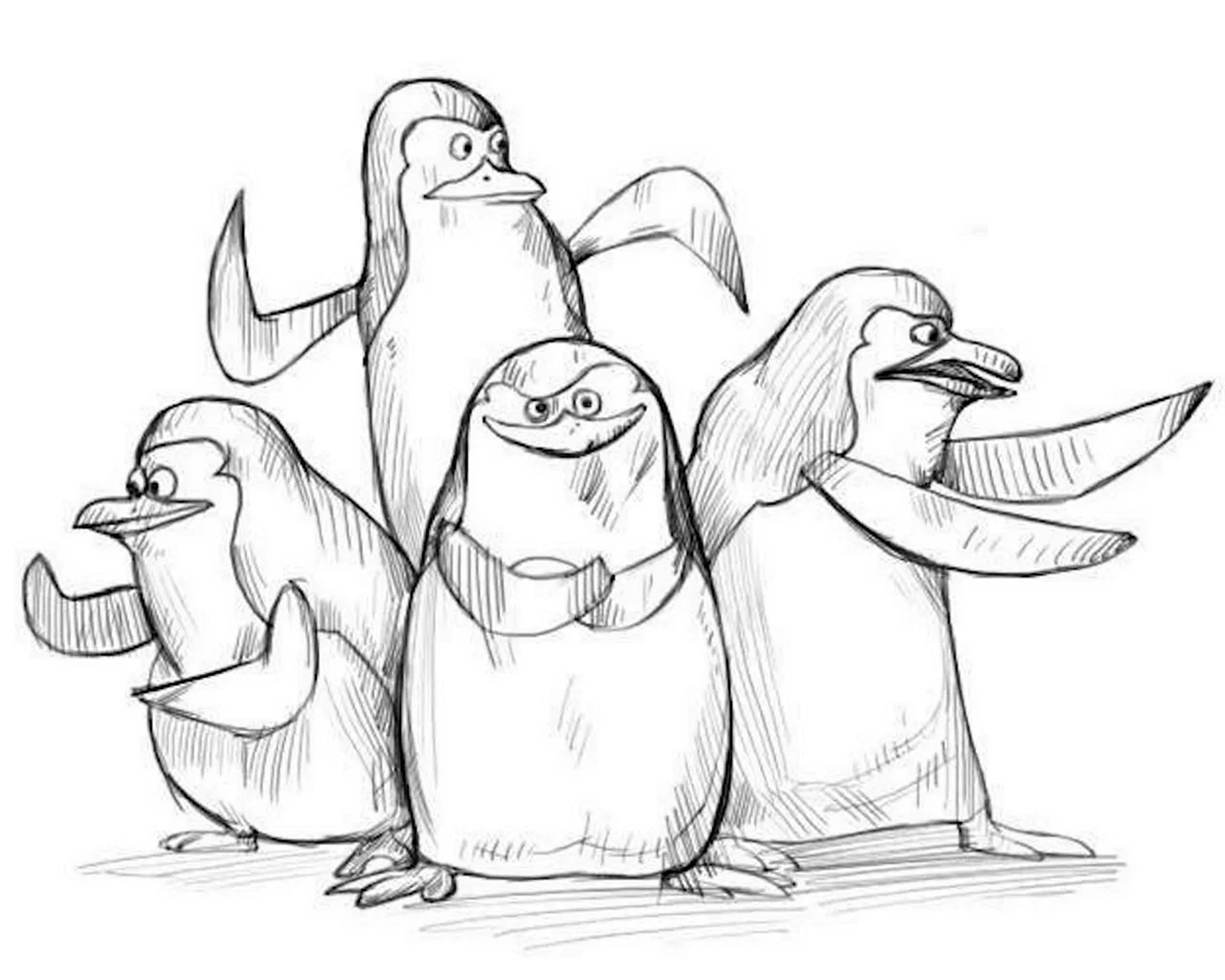 Пингвины из Мадагаскара для срисовки