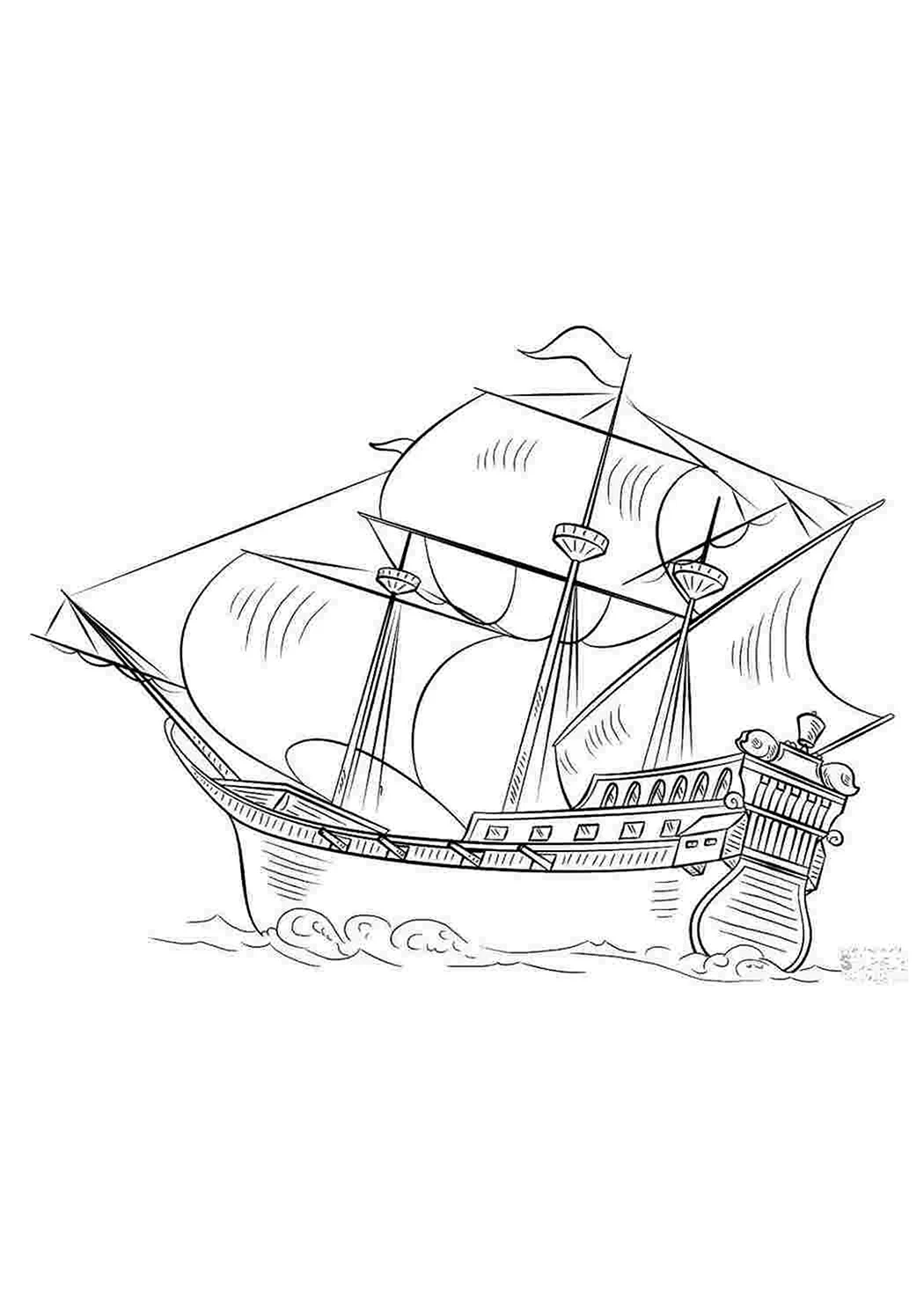 Пиратский корабль рисунок карандашом реалистичный