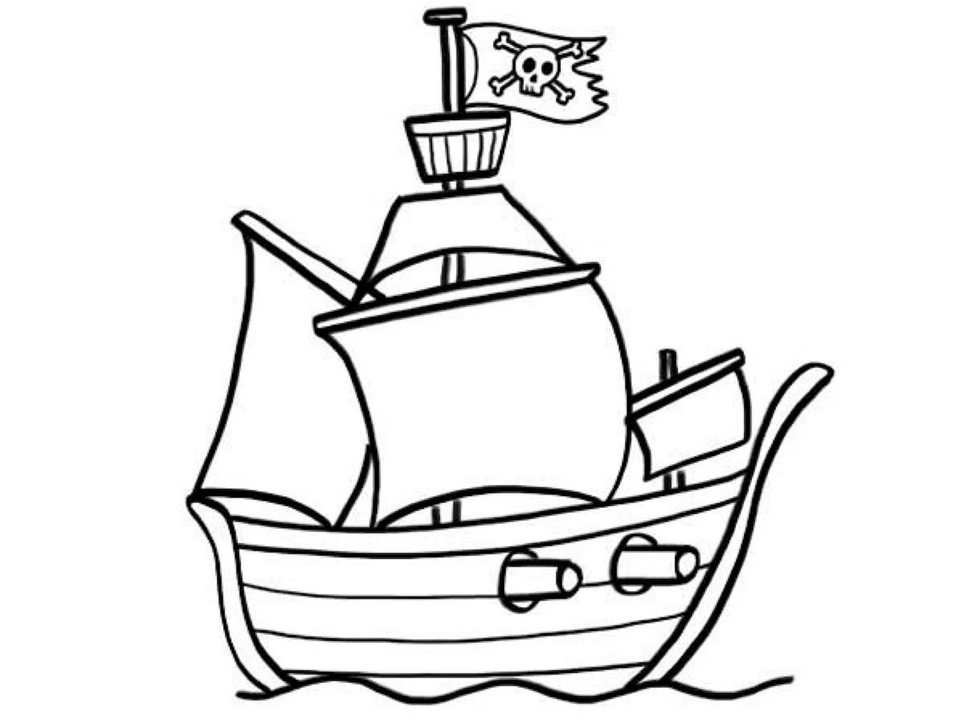 Пиратский корабль рисунок простой