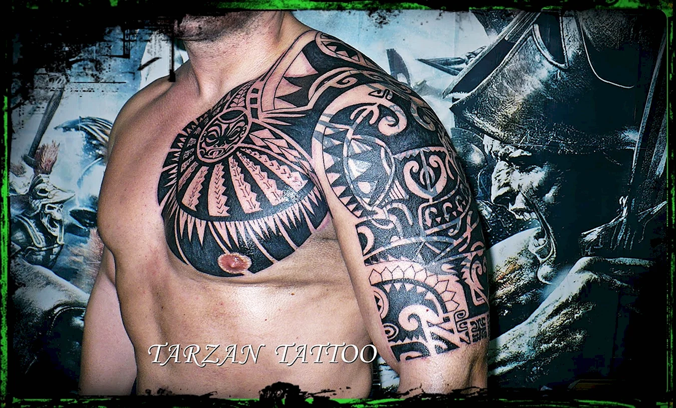 Полинезийская Татуировка дух воина скала