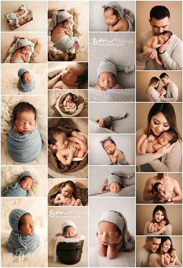 Позы для фотосессии новорожденных