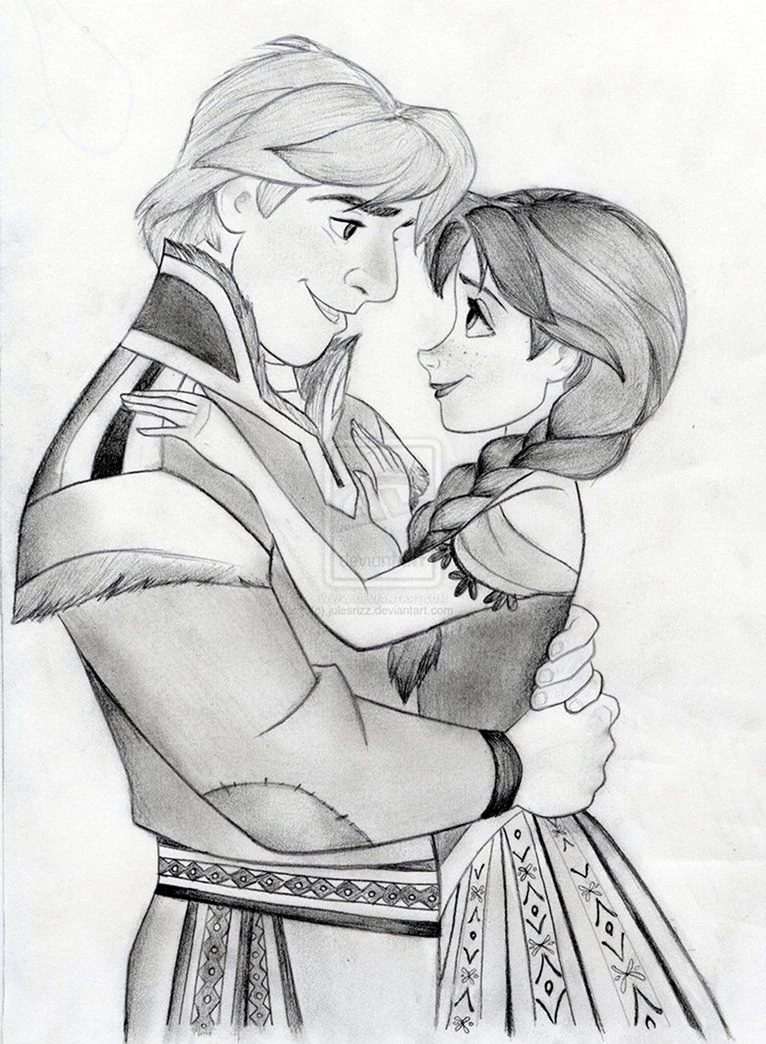 Раскраска принцесса Анна и Кристофф