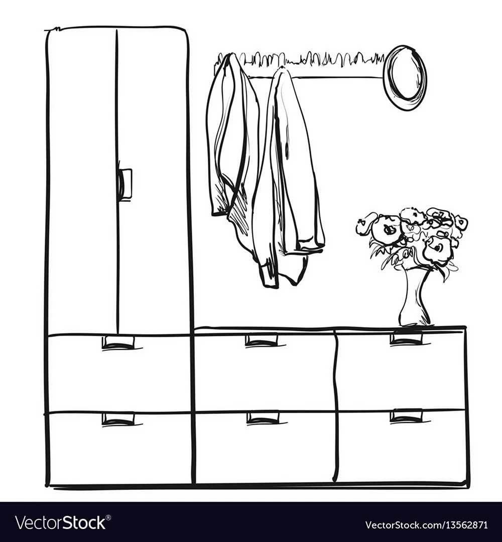 Раскраска шкафчик с одеждой