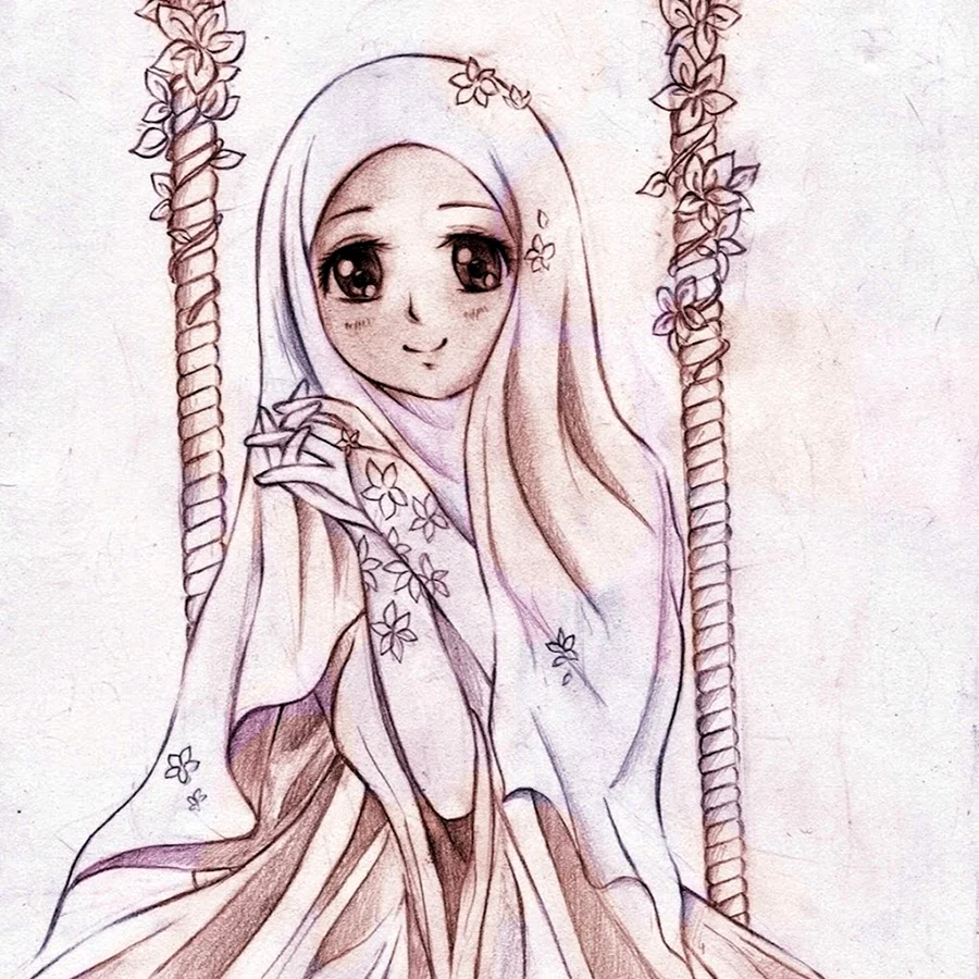 Раскраски для девочек мусульманки аниме