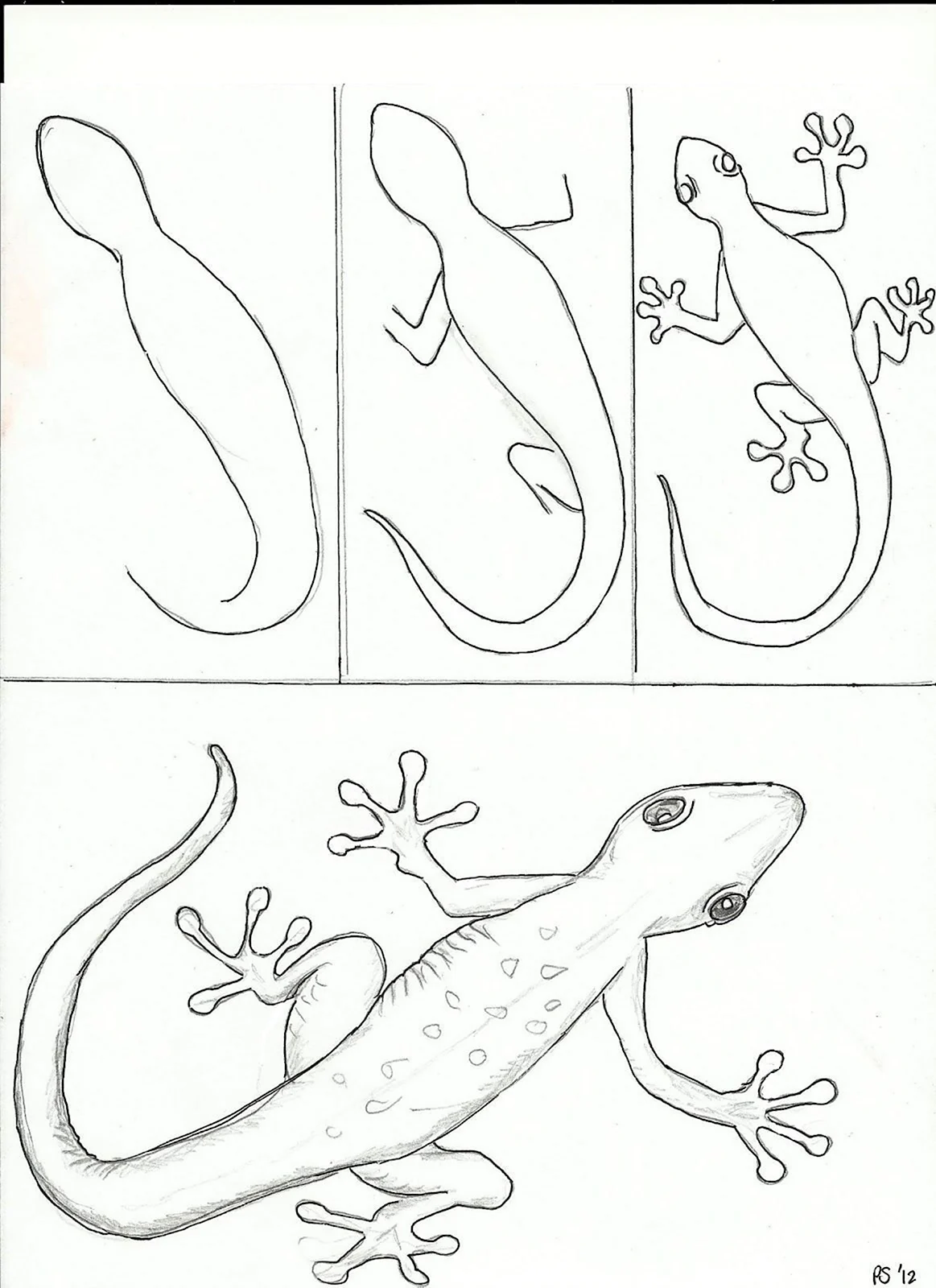 Рисование с малышами ящерица