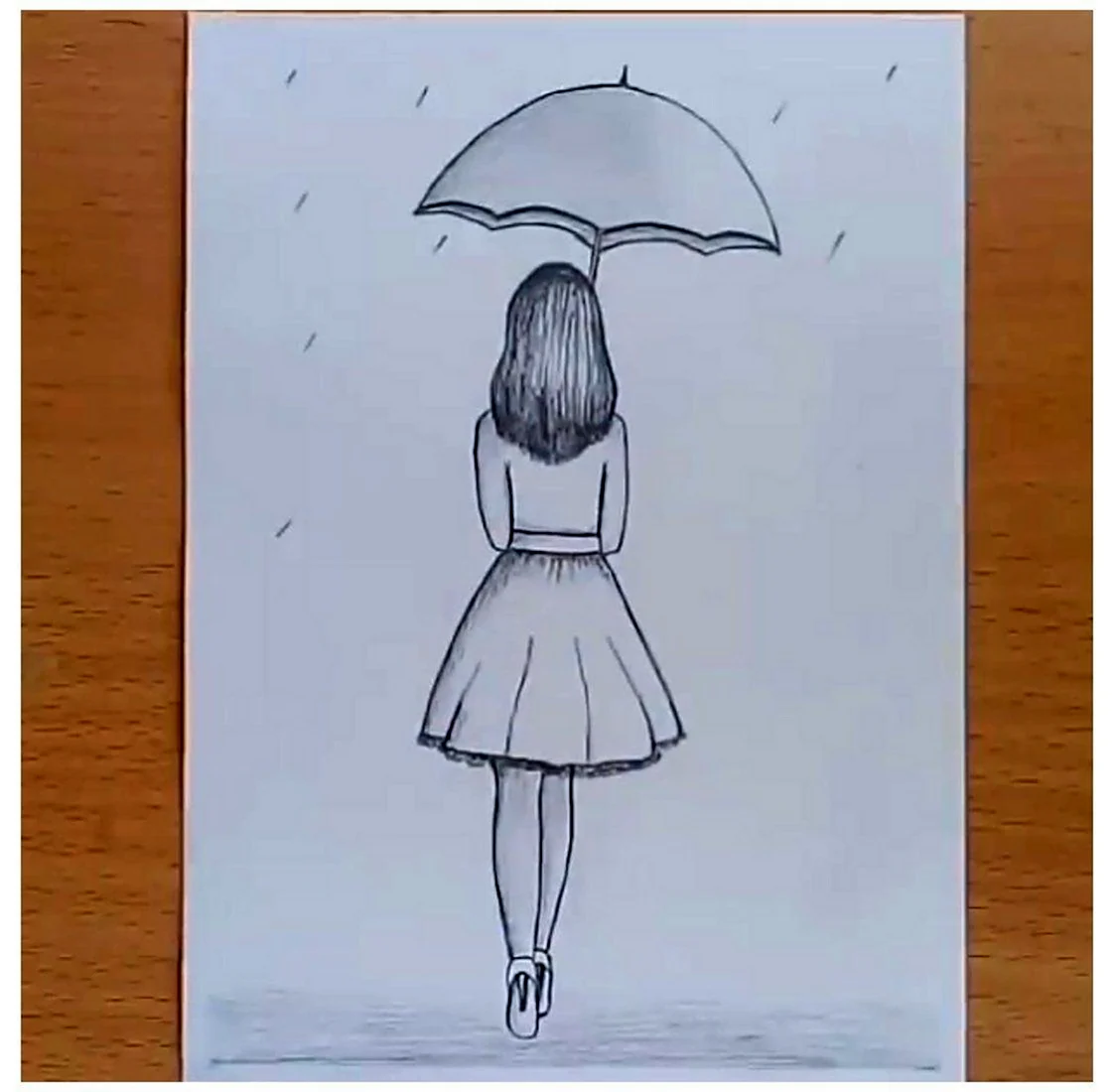 Рисовать девочку с зонтиком легко