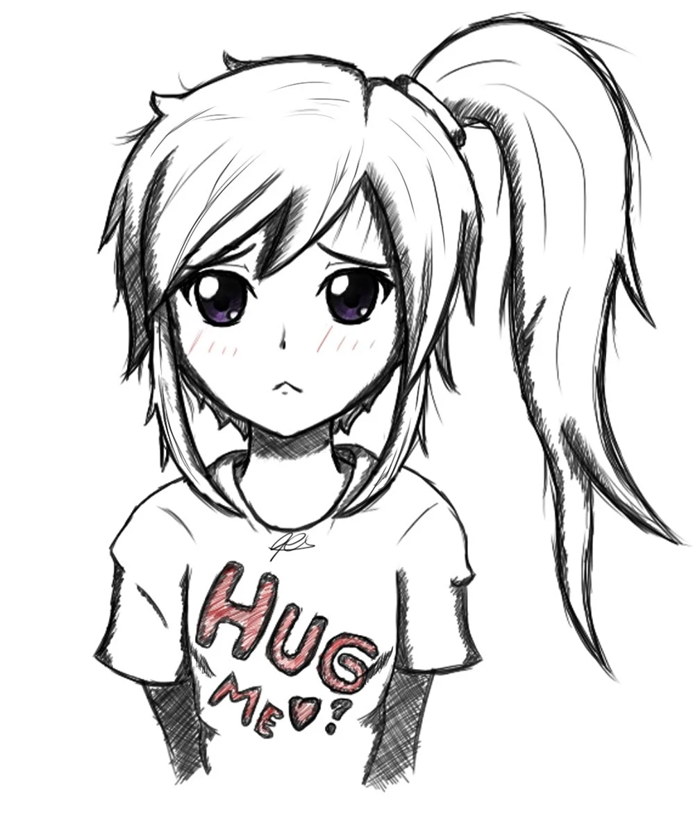 Рисунки для срисовки девочки аниме легко