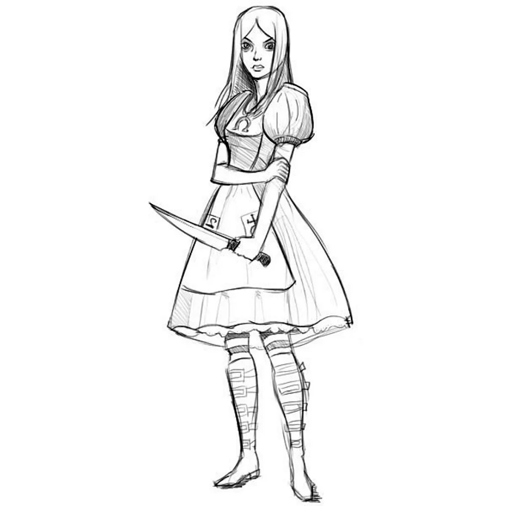 Рисунки карандашом Алиса в стране кошмаров