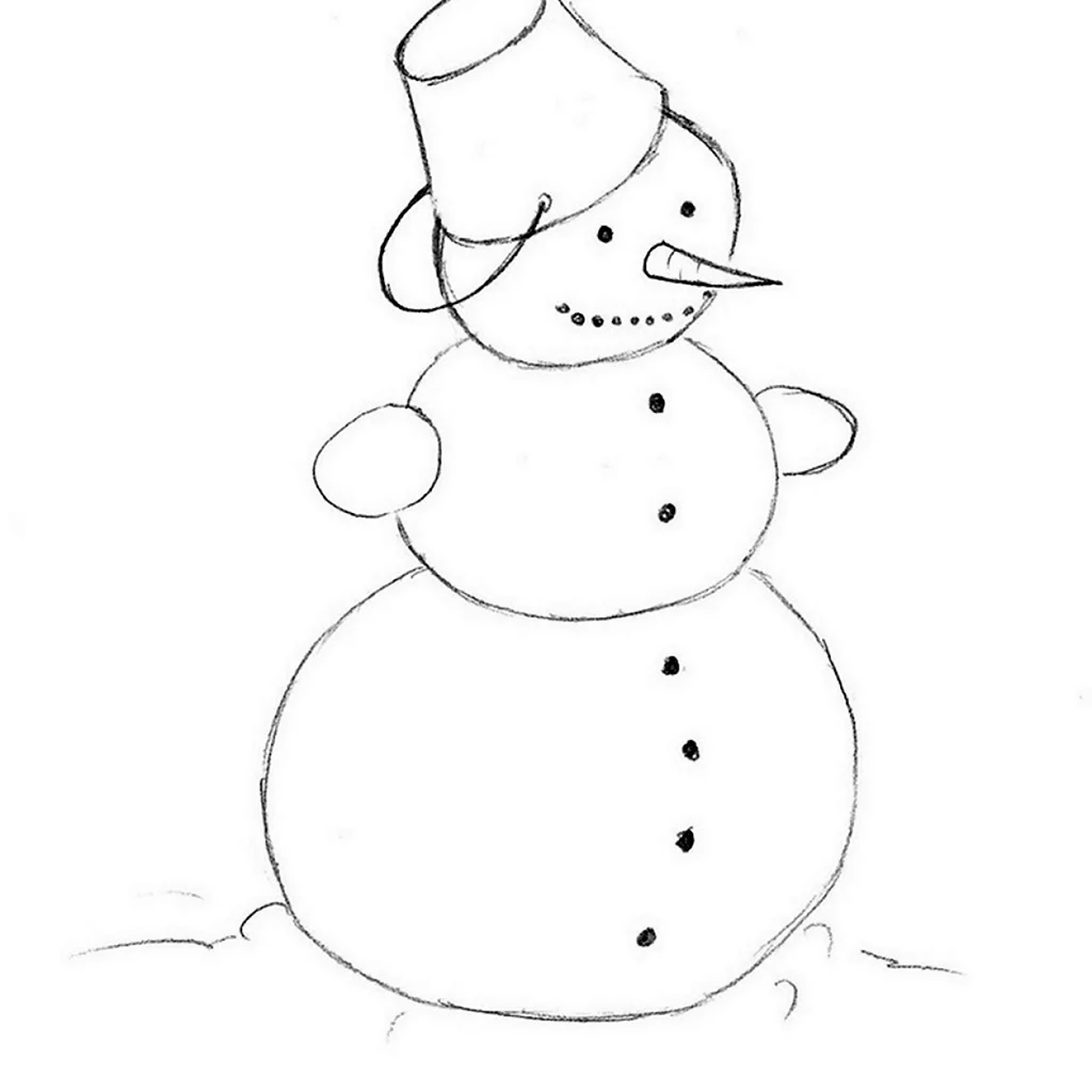 Рисунок снеговика для срисовки