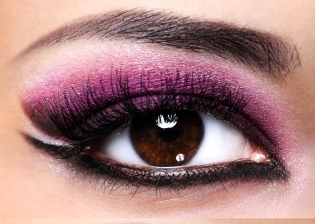 Розово фиолетовый макияж глаз