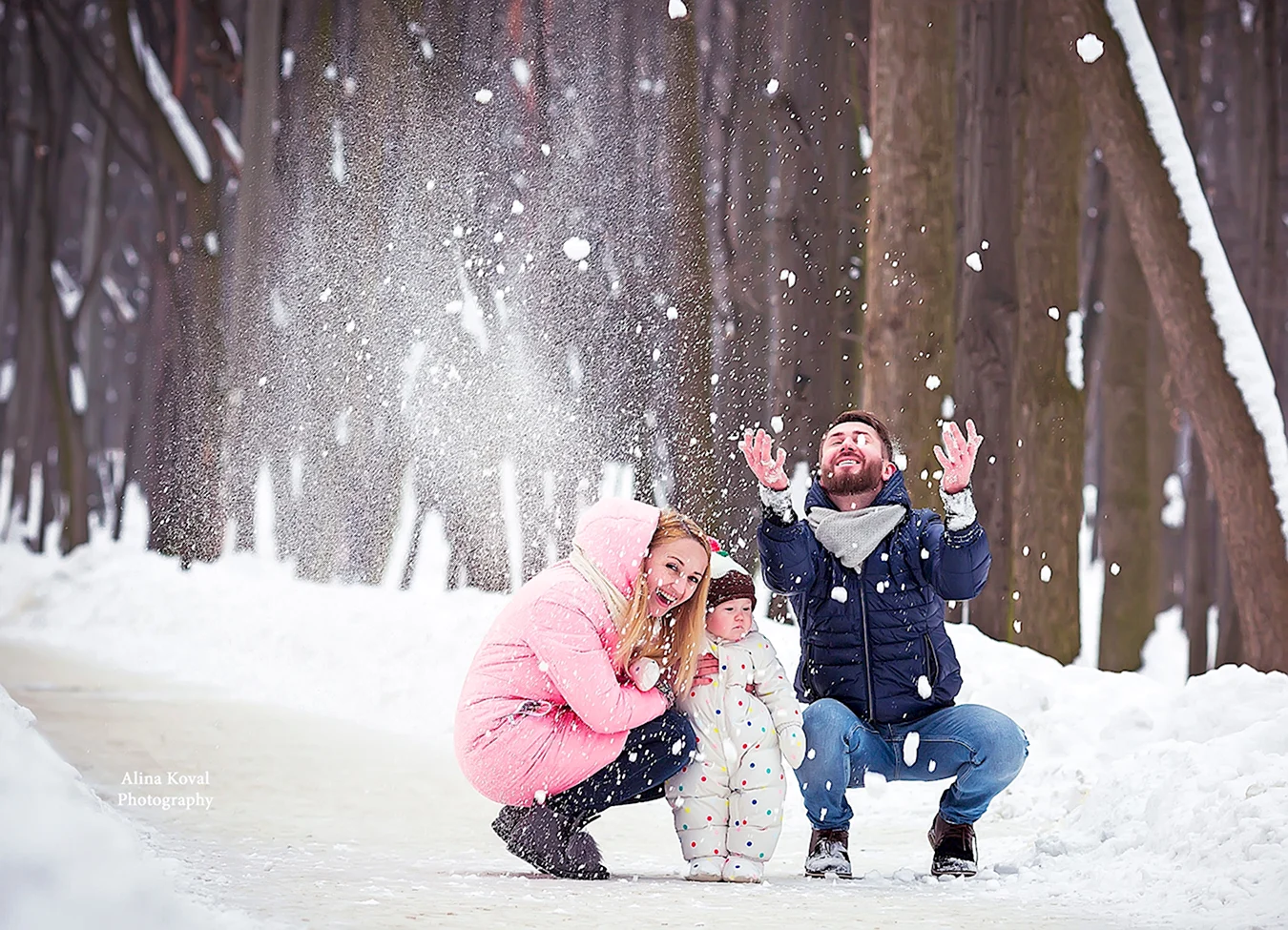 Семейная фотосессия на природе зимой