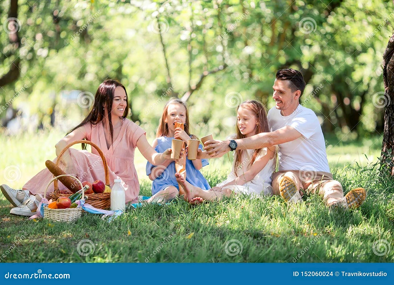Семья в парке на пикнике