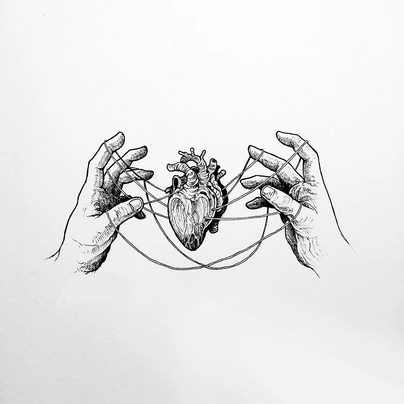Сердце черной ручкой