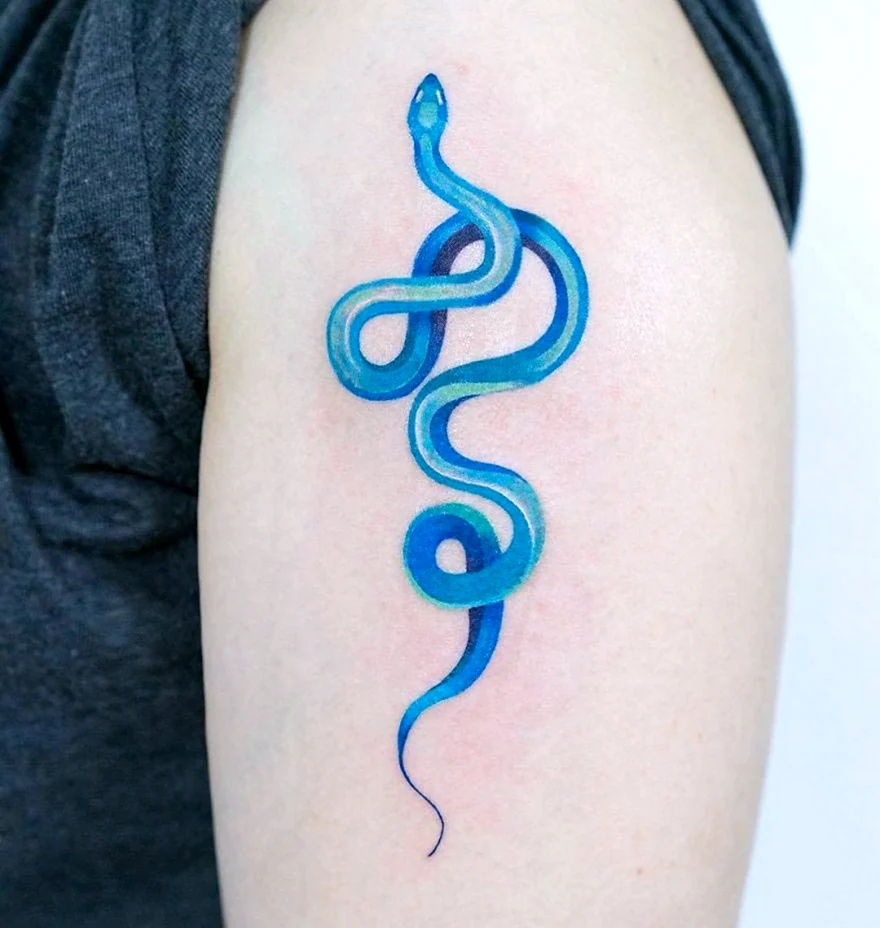 Синяя змея тату