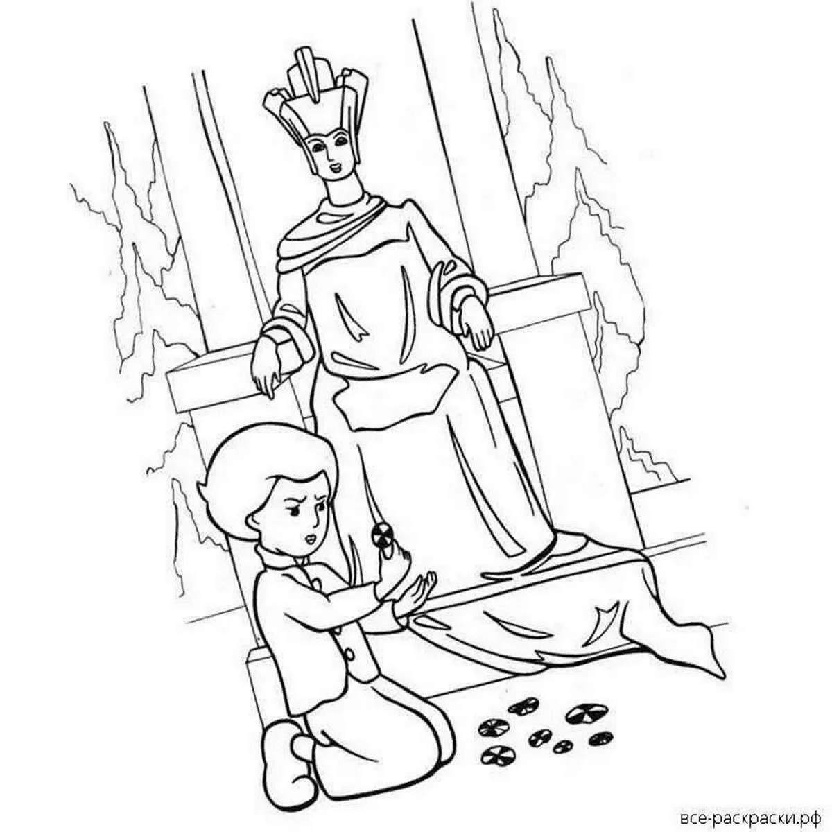 Сказка Снежная Королева раскраска Кай и Герда