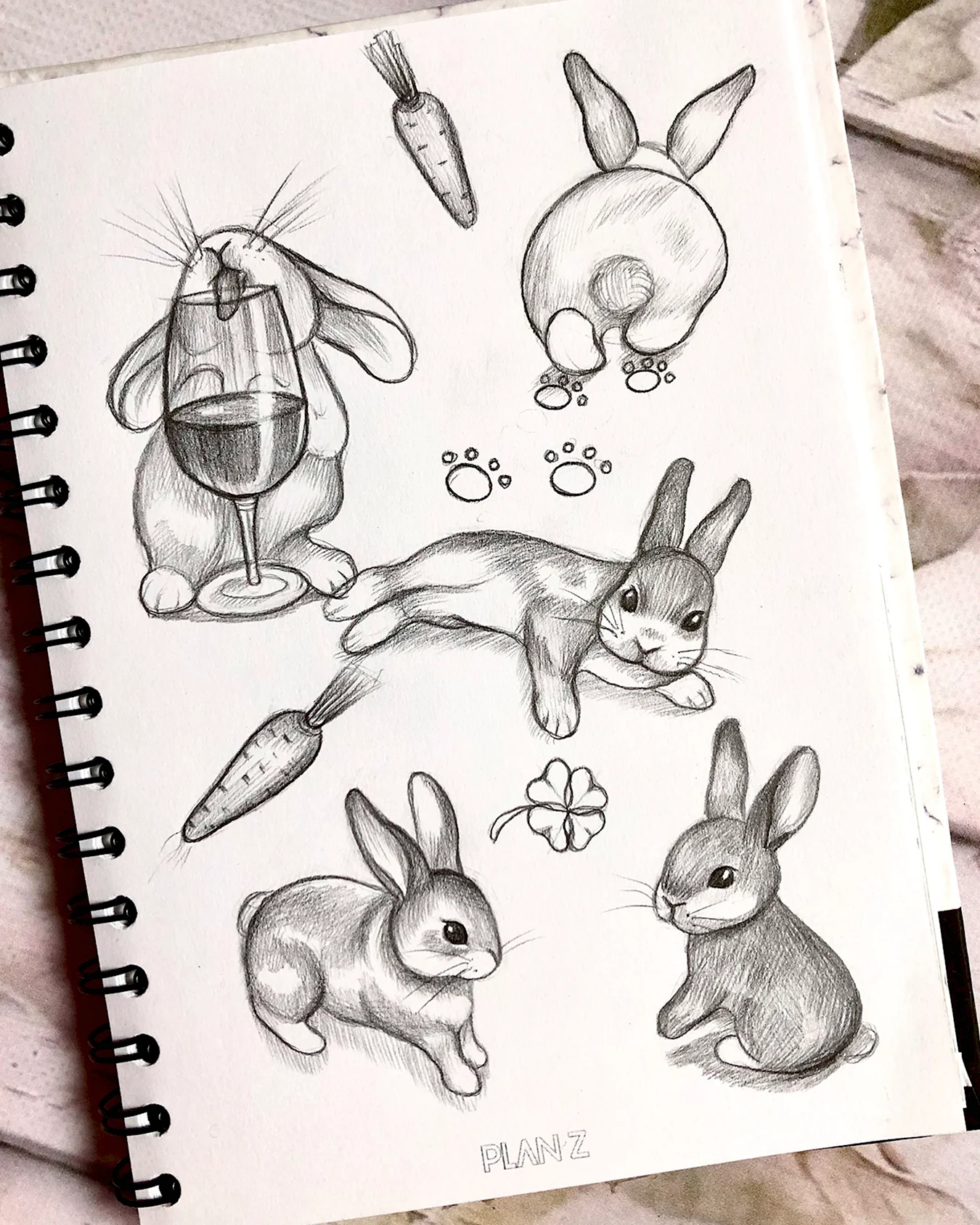 Скетч рисунок кролики на весь лист
