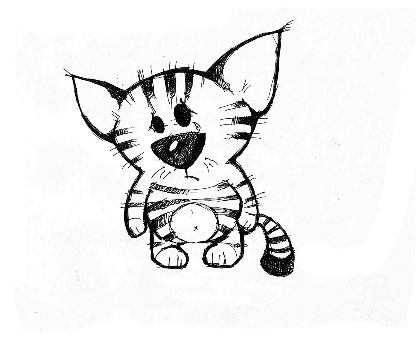 Смешной кот рисунок карандашом