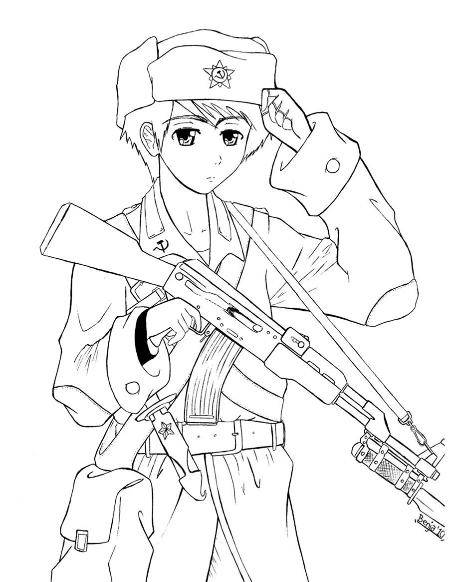 Солдат для срисовки карандашом