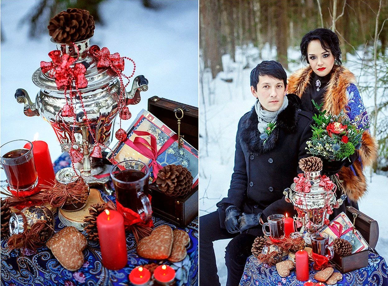 Свадьба в русско народном стиле зимой