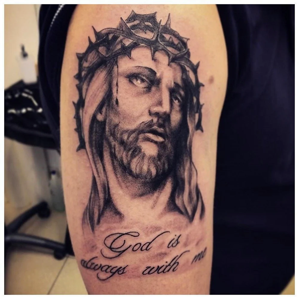 Тату Иисус на плече мужские