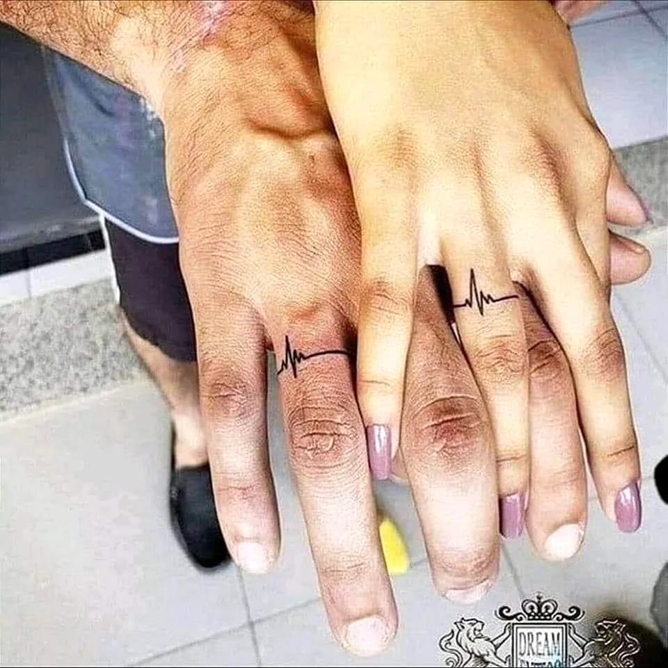 Тату обручальные кольца на пальцах