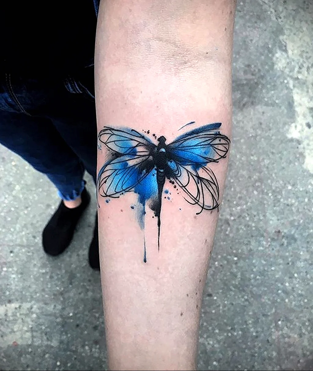 Тату синяя бабочка