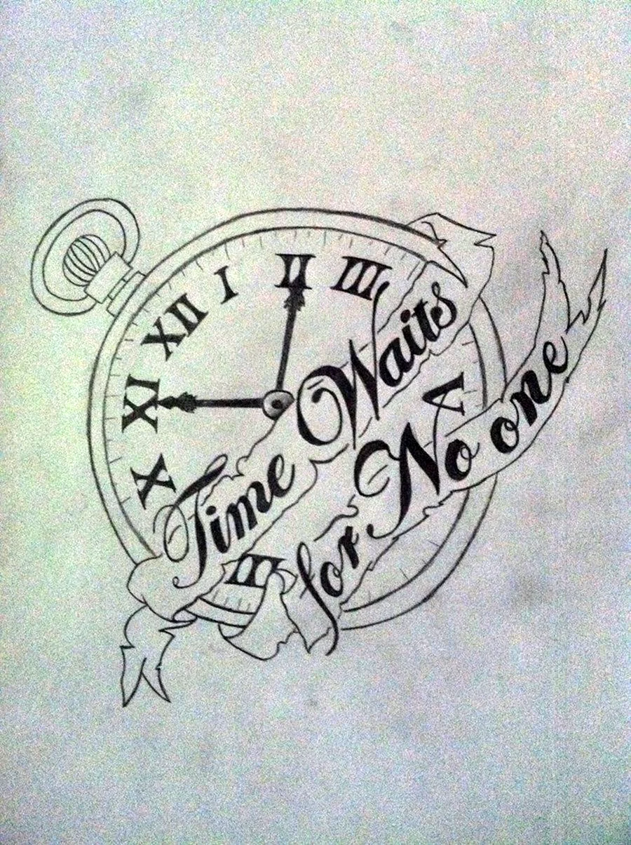Татуировка часы с надписью