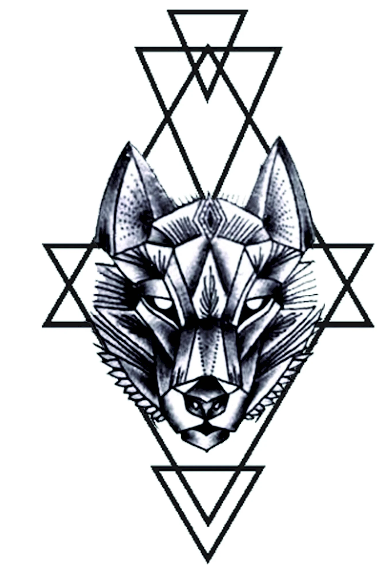 Татуировка геометричный волк