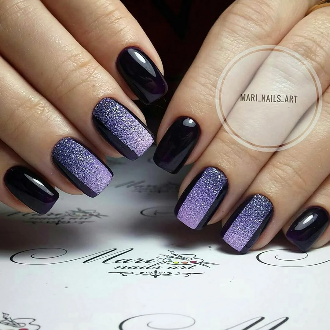 Темно фиолетовые матовые ногти