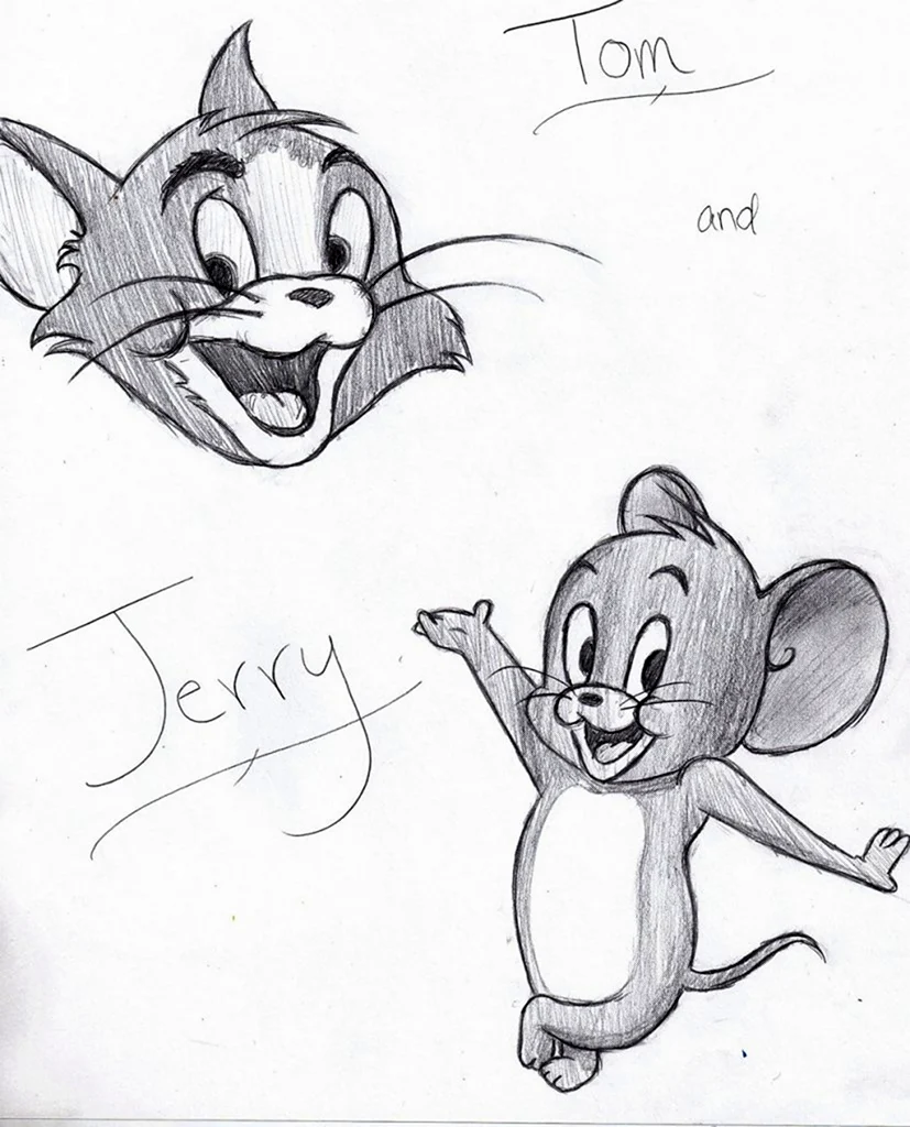 Том и Джерри рисунок легкий