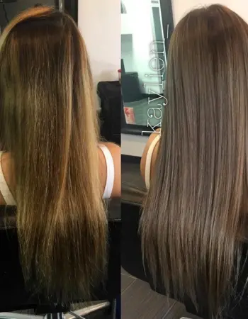 Тонирование русых волос до и после