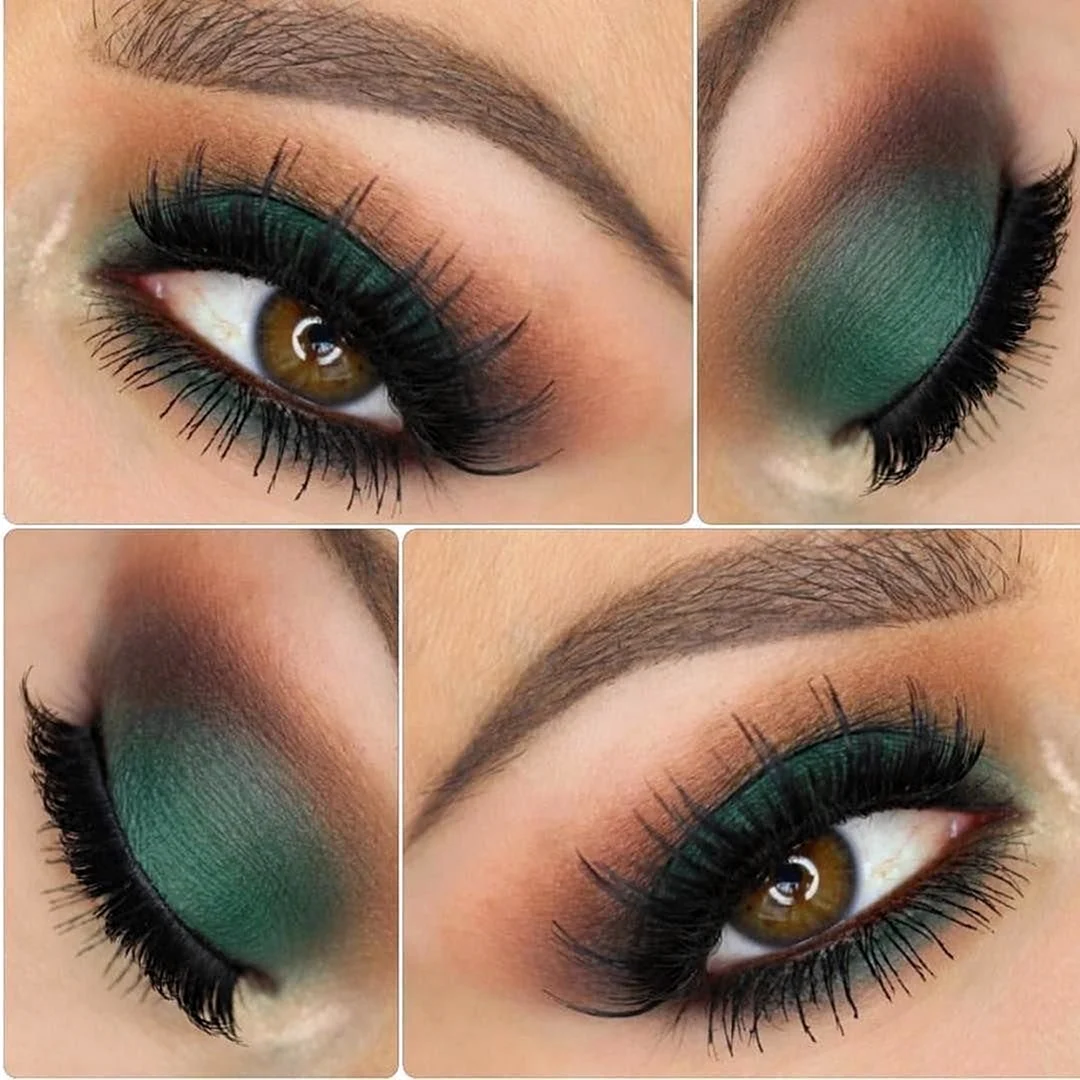 Вечерний макияж с зелеными тенями