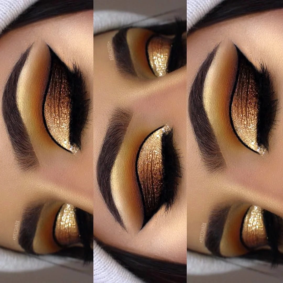 Вечерний макияж с золотыми тенями