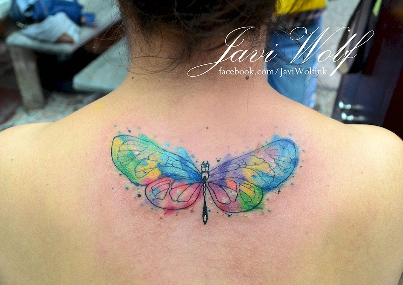 Watercolor papillon Tattoo