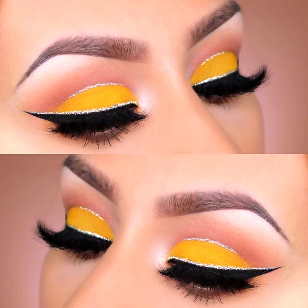 Желто оранжевый макияж глаз