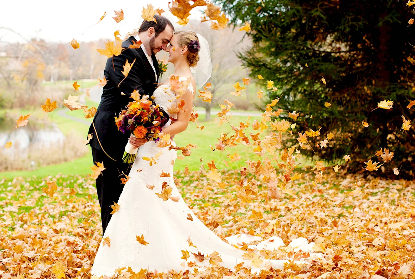 Жених и невеста осень