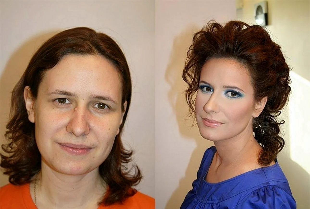 Женщина 30 лет макияж до и после