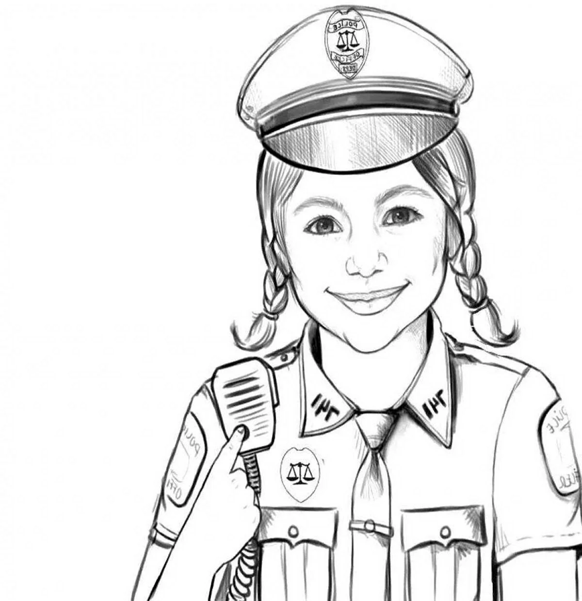 Женщина полицейский раскраска
