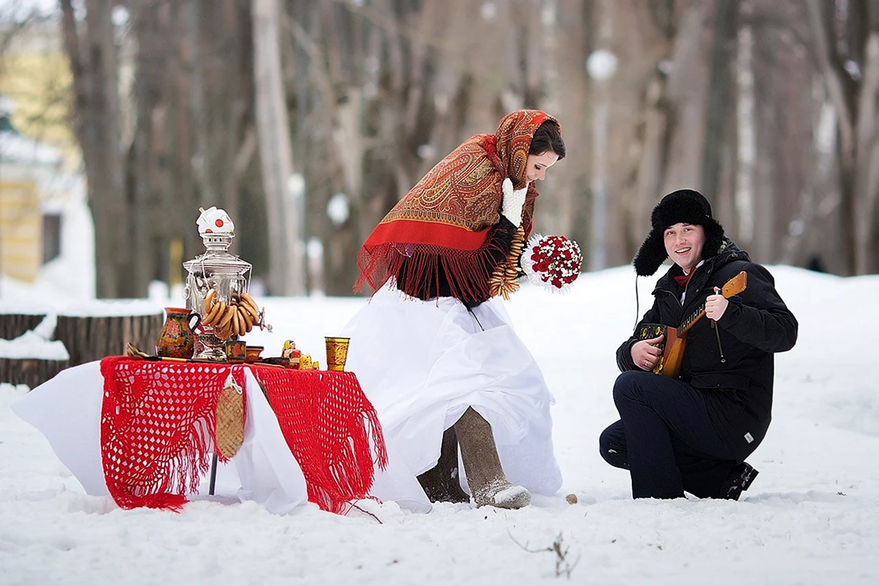 Зимняя свадьба в русском народном стиле