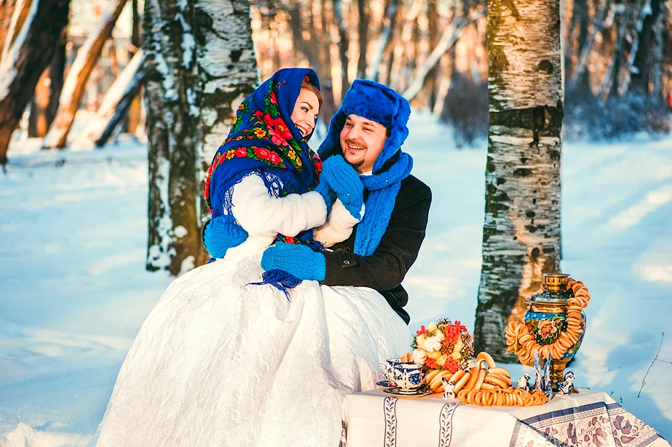 Зимняя Свадебная фотосессия на природе