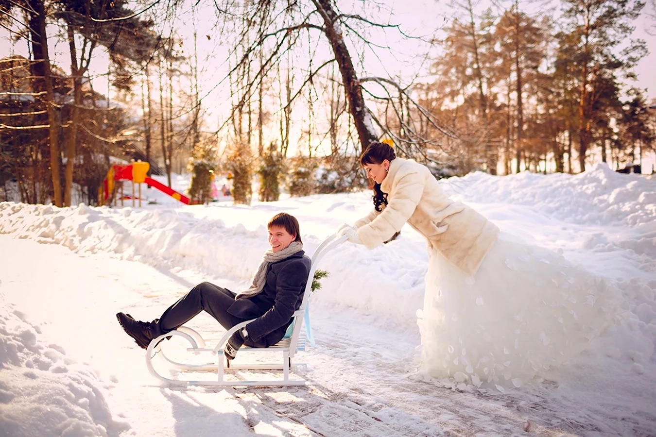 Зимняя Свадебная фотосессия на улице