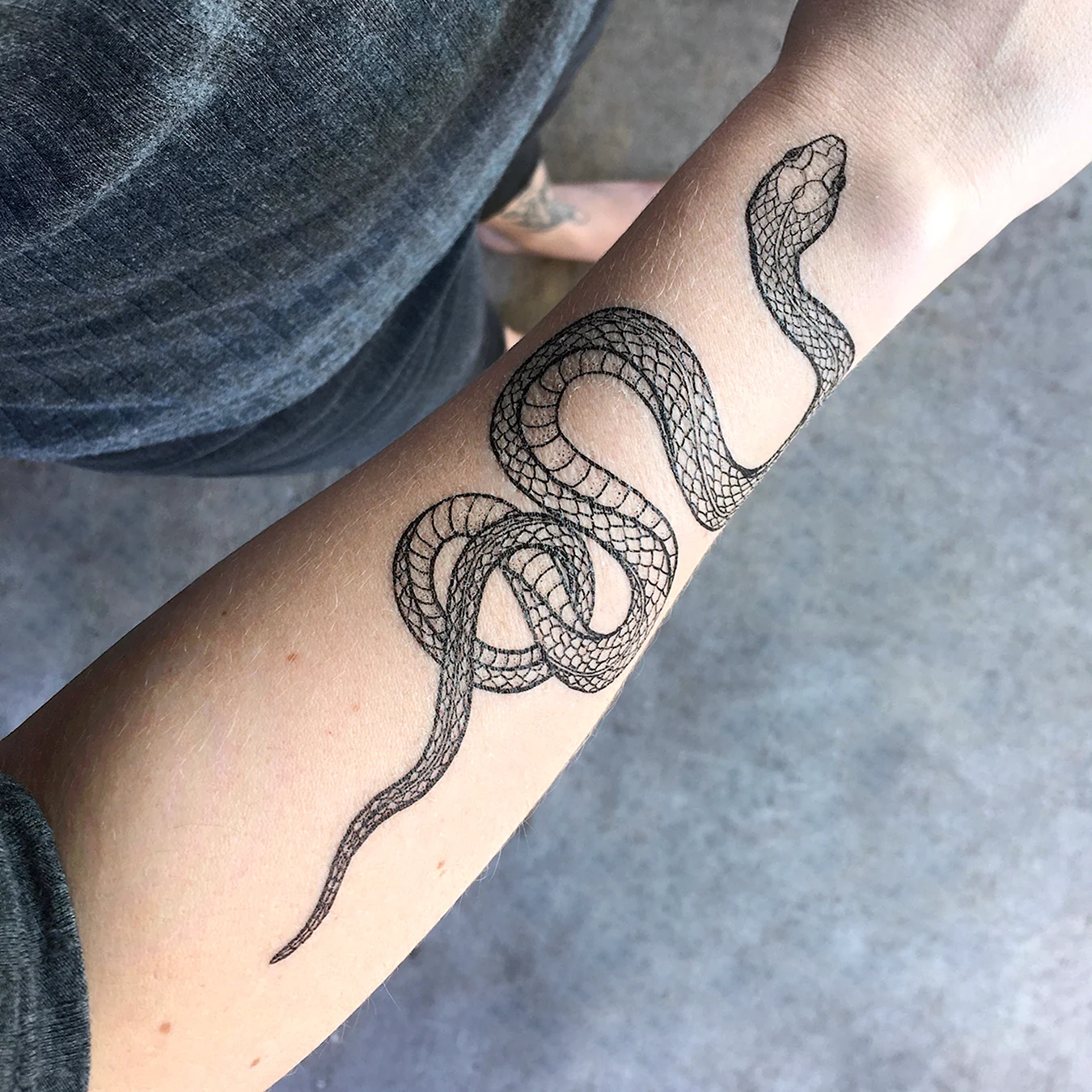 Змея на руке у девушки